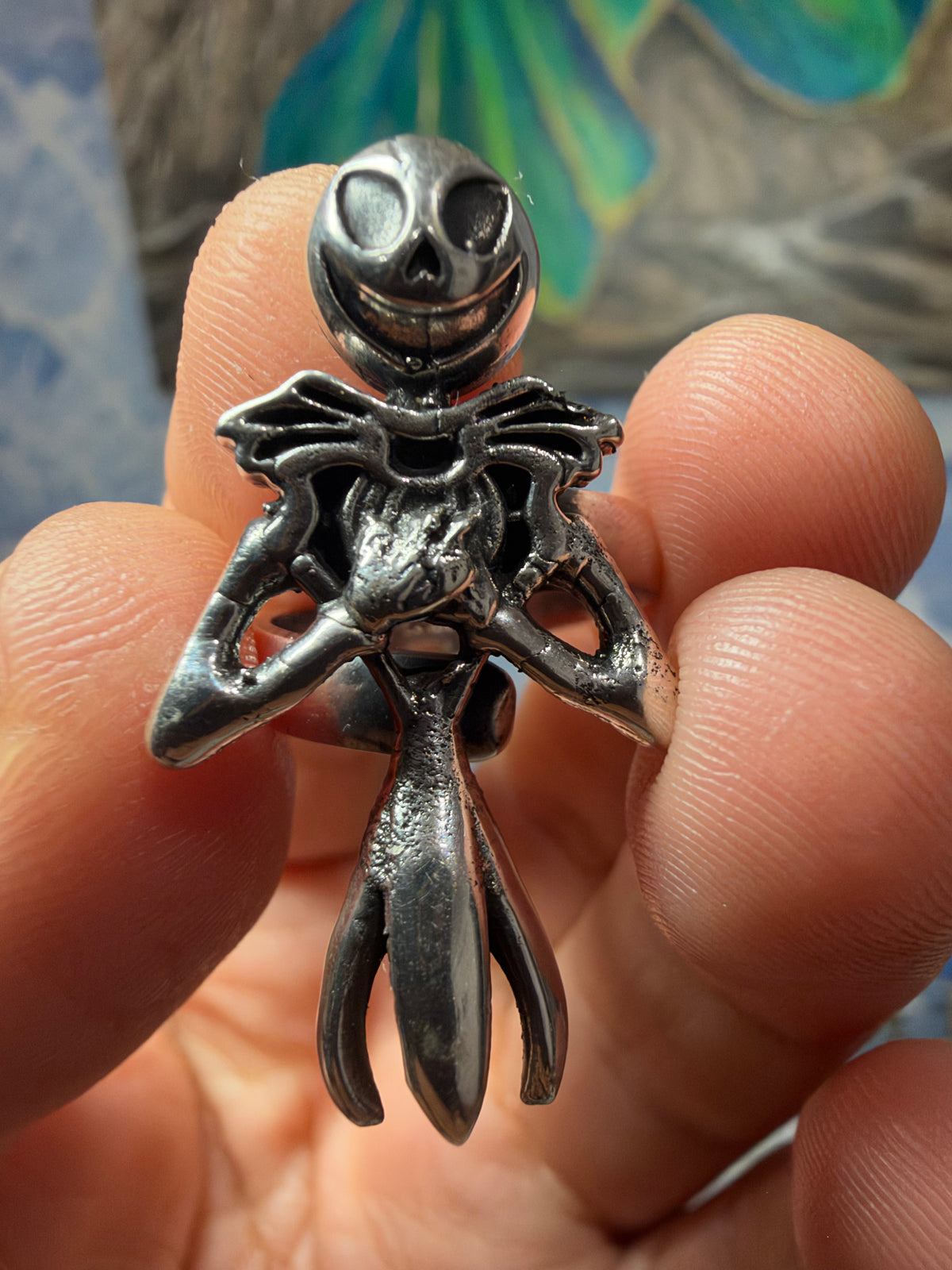 Jack Skellington Silver-Toned Statement Ring
