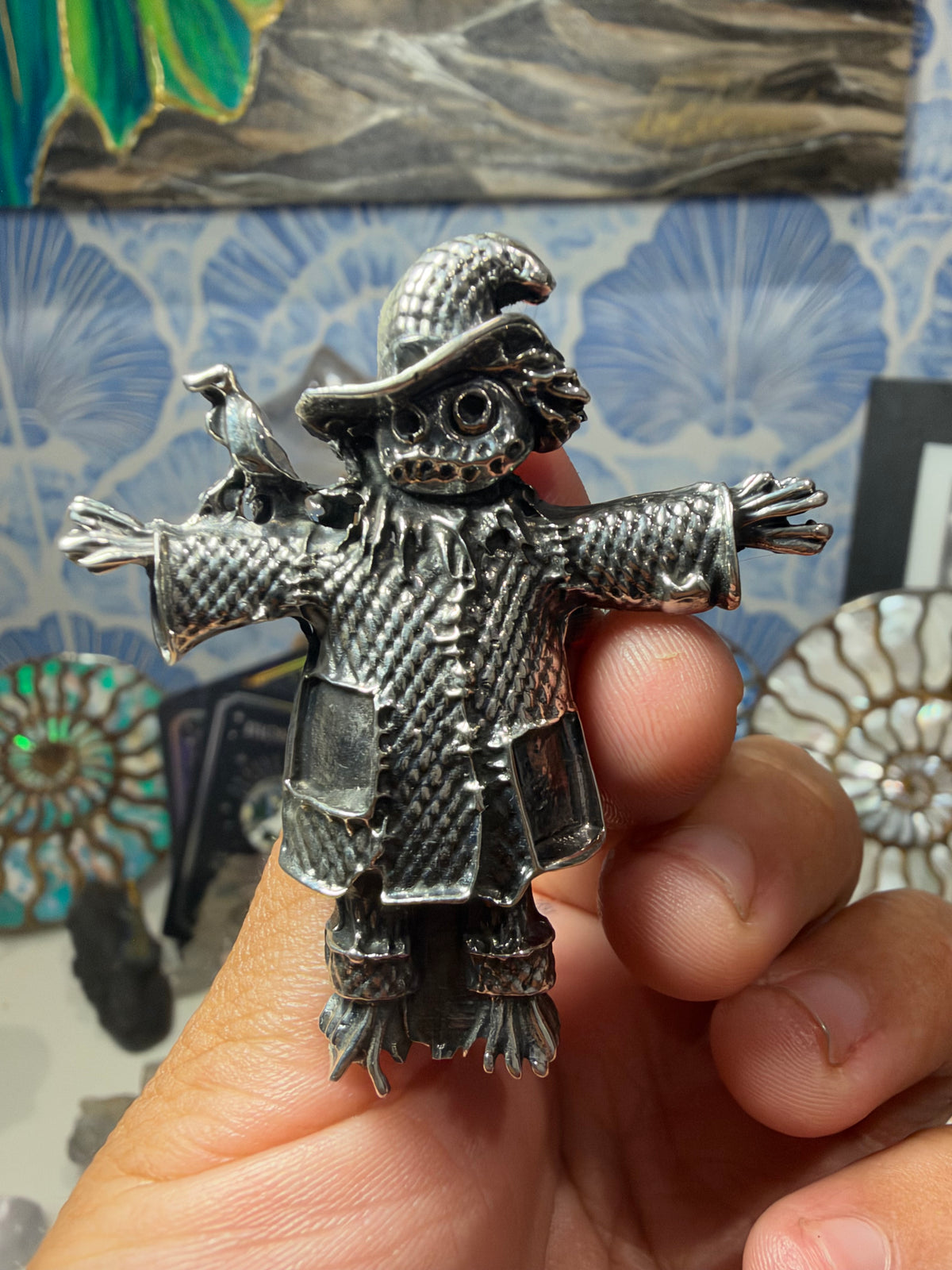 Spooky Scarecrow Silver-Toned Statement Ring