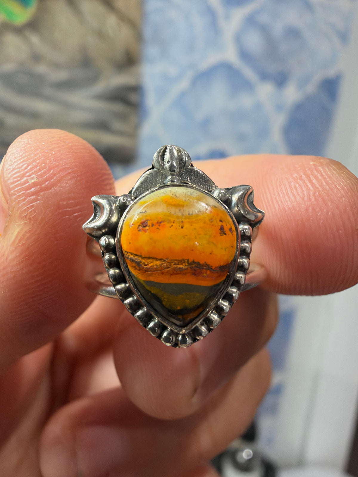 Bumblebee Jasper Teardrop Statement Ring