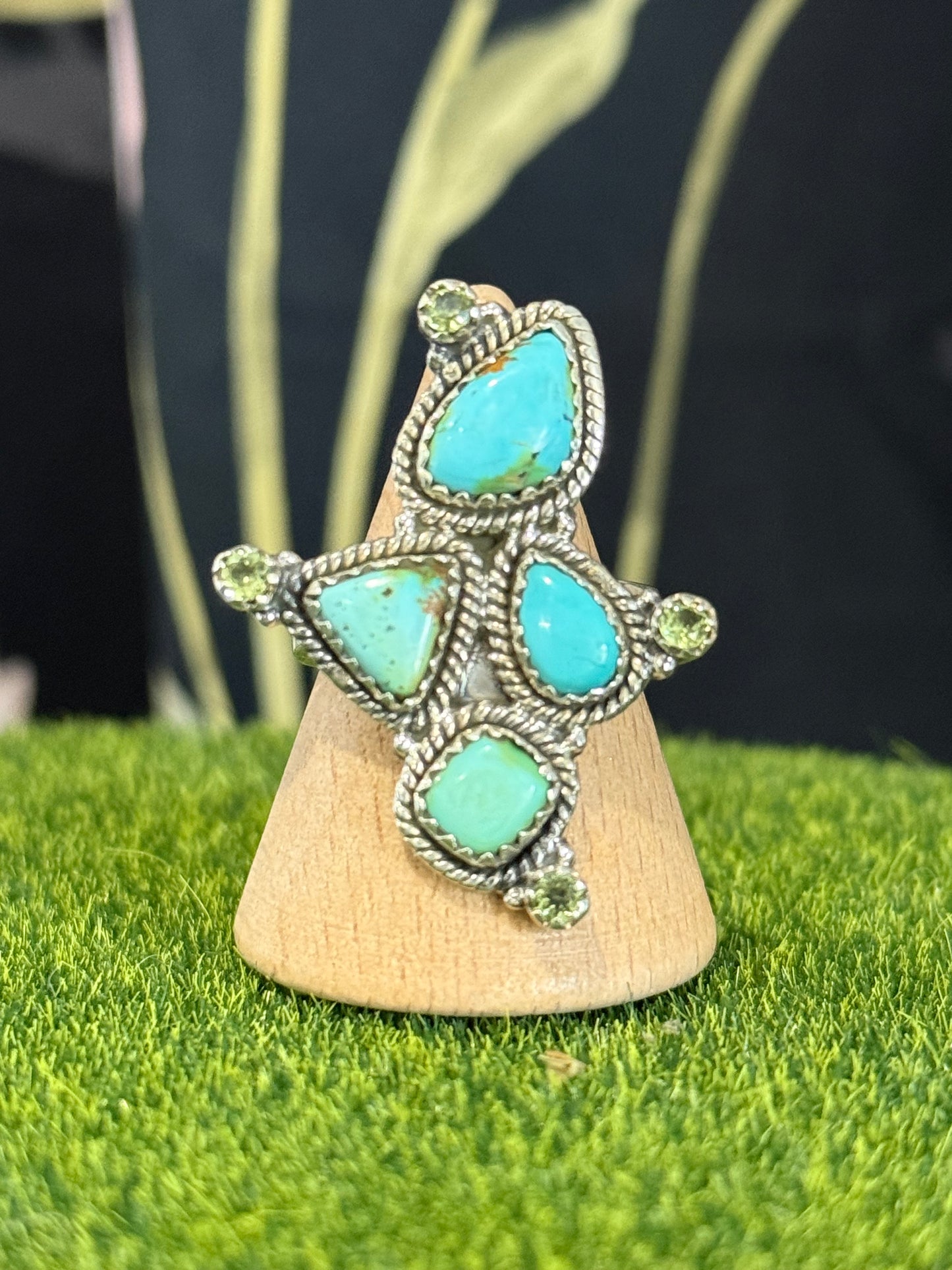 SONORA TURQUOISE & PERIDOT SILVER RING
