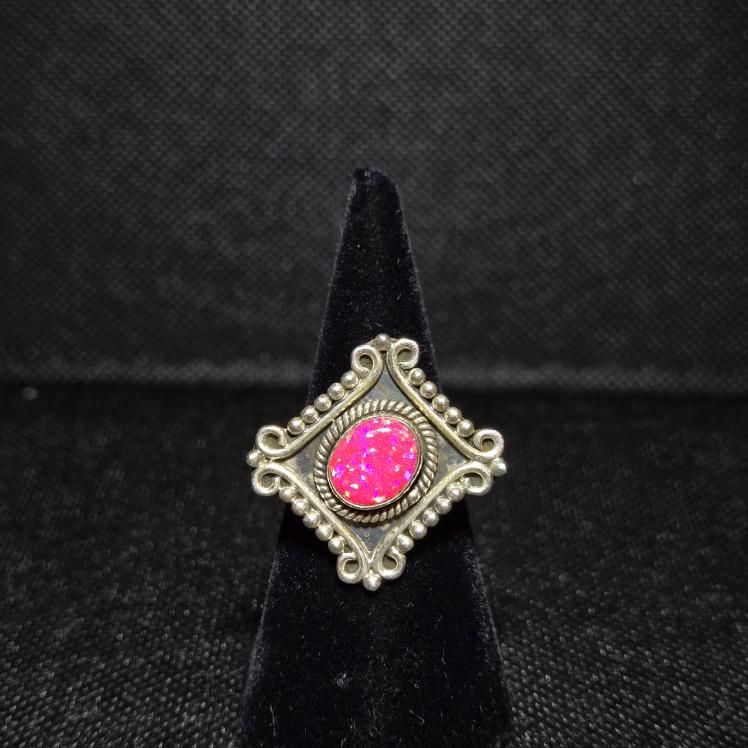 Pink Crushed Opal Vintage Setting Ring