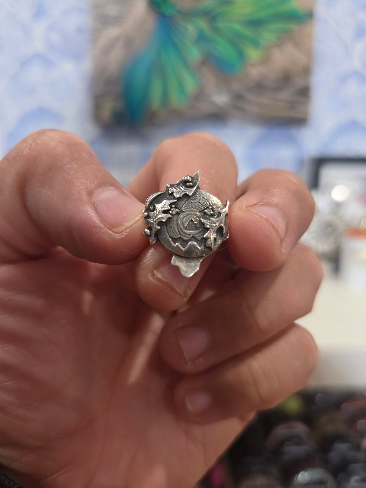 Pumpkin Silver Statement Ring