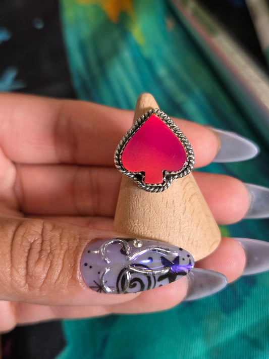 Aurora Opal Raspberry Spade Ring