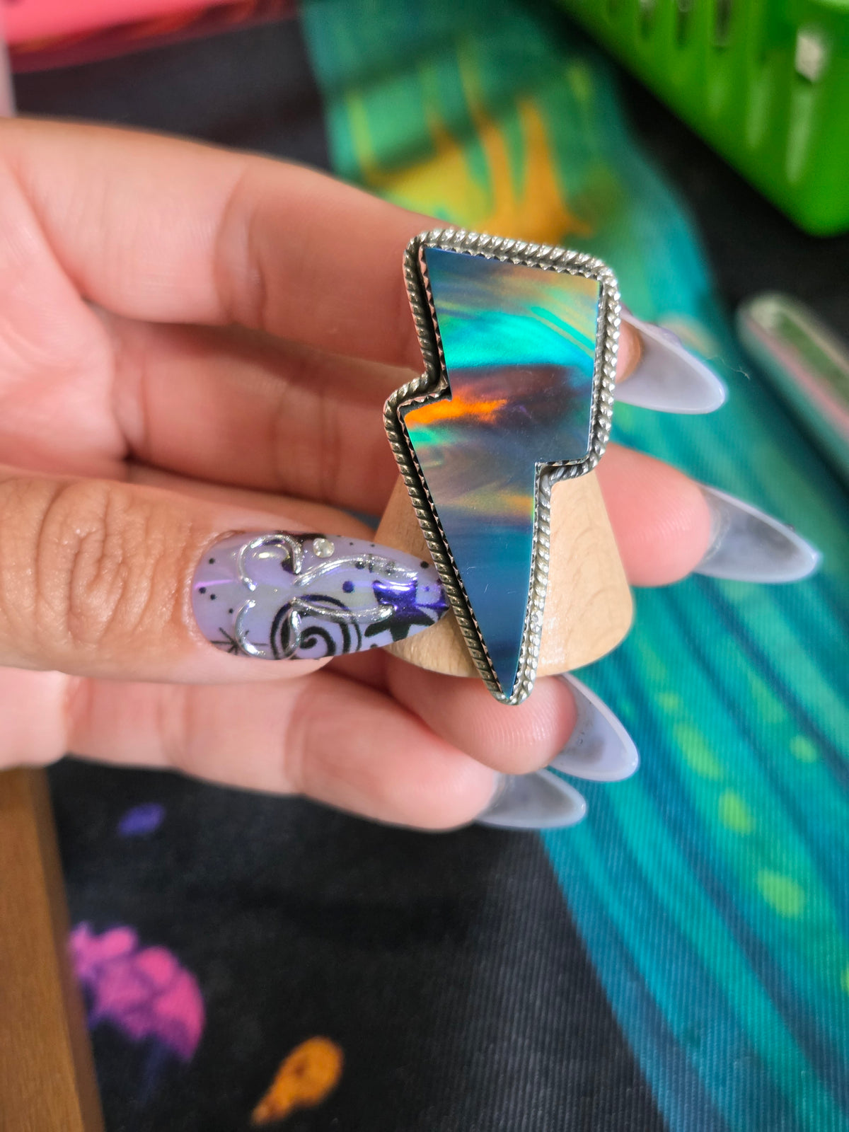 Aurora Opal Statement Bolt Rings