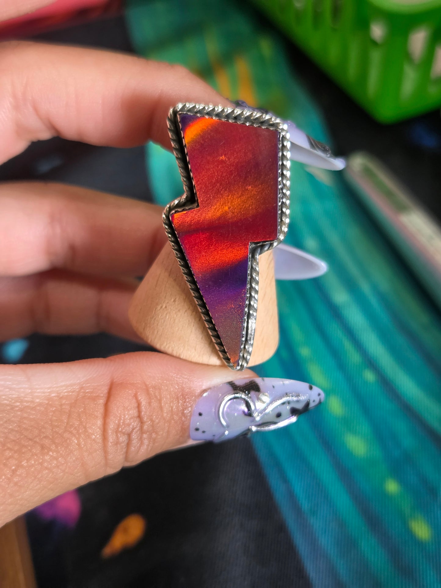 Aurora Opal Statement Bolt Rings