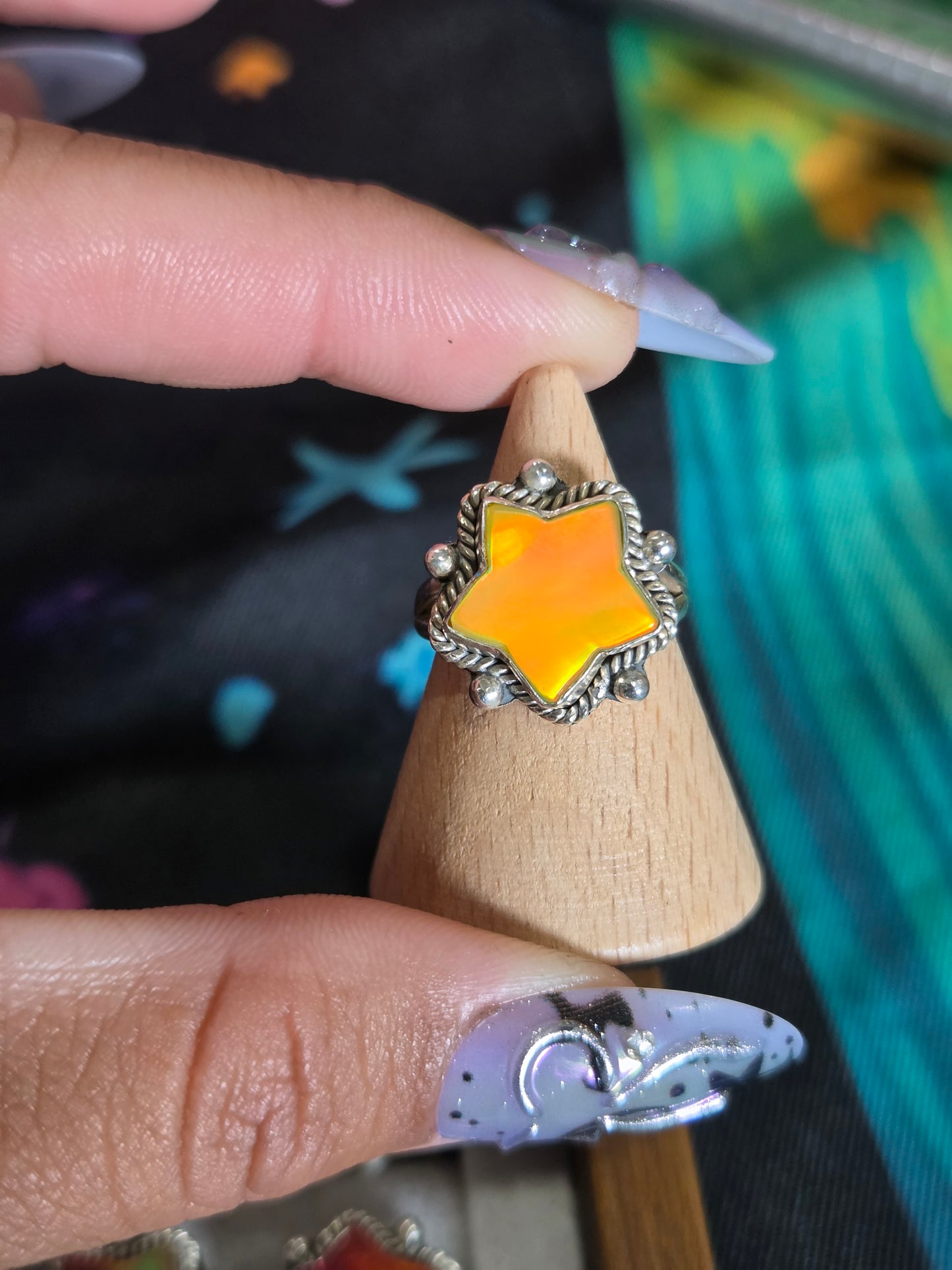 Golden Hour Aurora Opal Star Ring